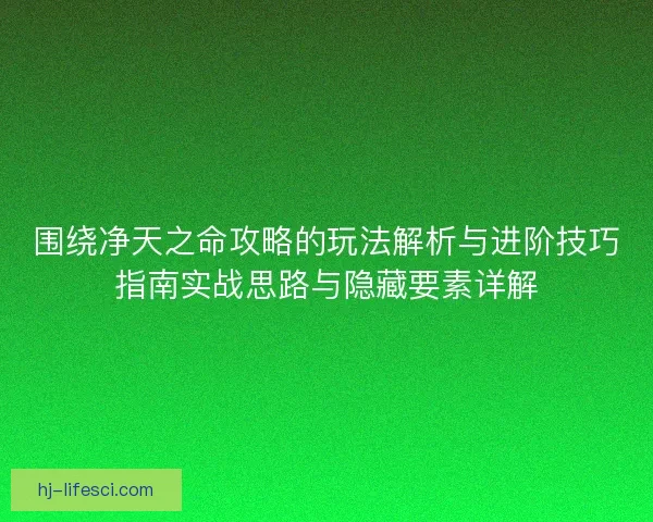围绕净天之命攻略的玩法解析与进阶技巧指南实战思路与隐藏要素详解